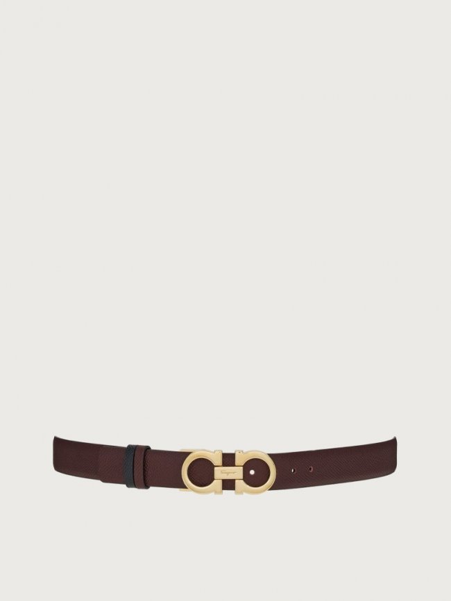 Ferragamo Women's Reversible And Adjustable Gancini Belt - Ganache Brown/Black | Quick Ship!