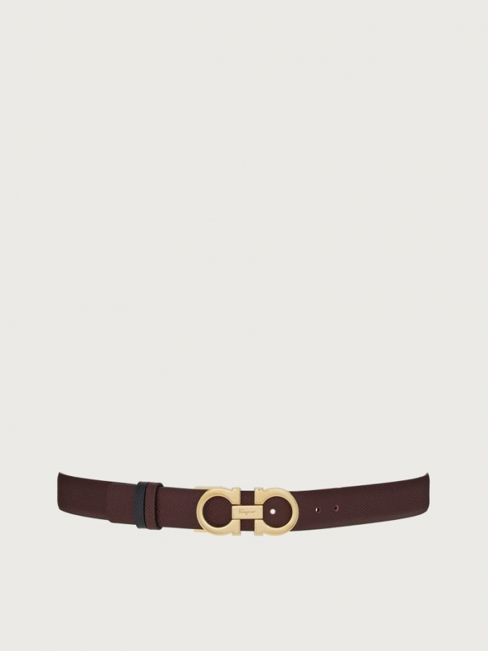Ferragamo Women's Reversible And Adjustable Gancini Belt - Ganache Brown/Black | Quick Ship!