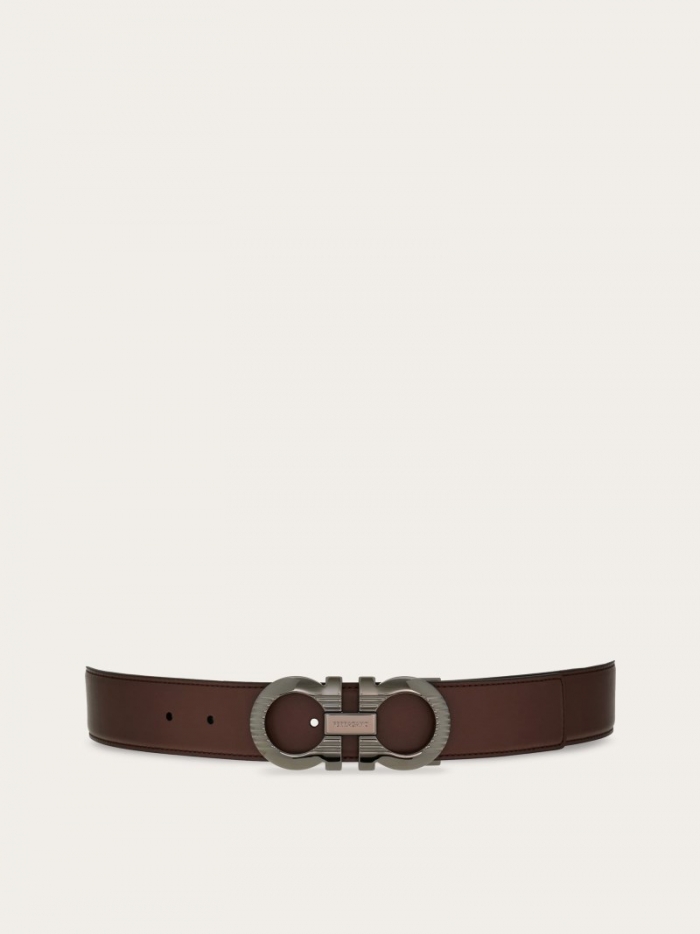 Ferragamo Men's Reversible And Adjustable Gancini Belt - Midnight Blue/Black | Quick Ship!