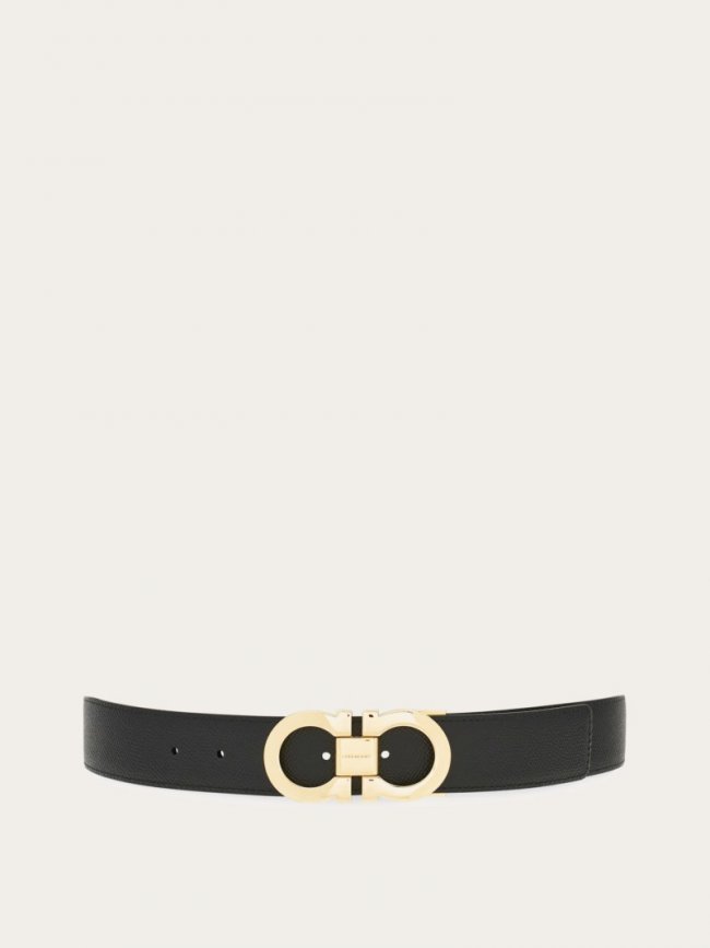 Ferragamo Men's Reversible And Adjustable Gancini Belt - Midnight Blue/Black | Quick Ship!