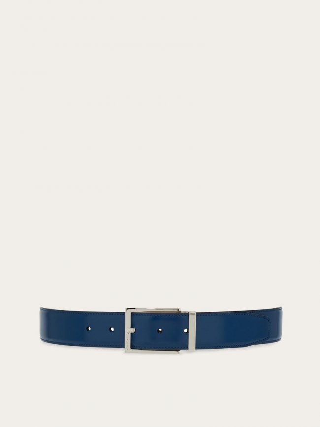 Ferragamo Men's Reversible And Adjustable Belt - Teal Blue/Amber | Quick Ship!