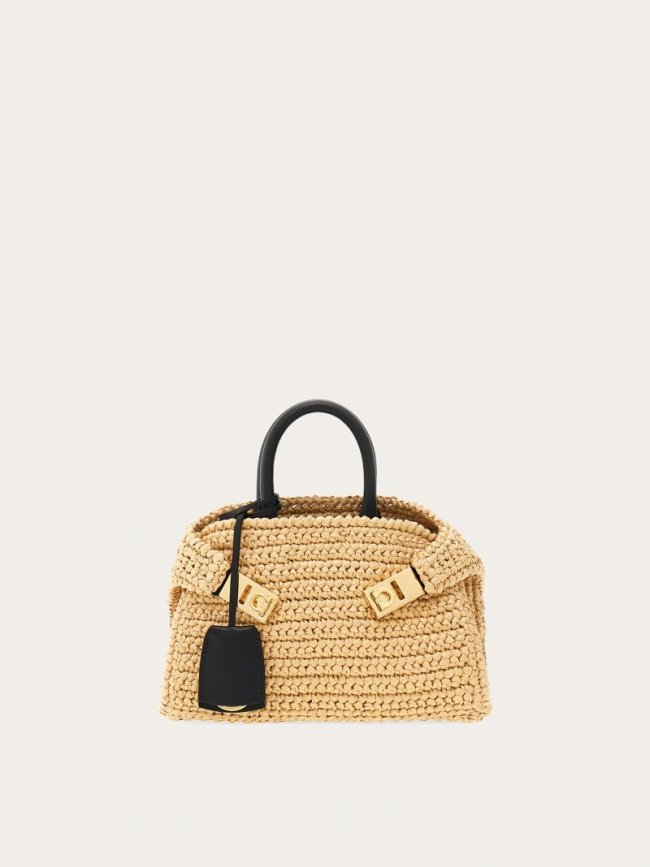 Ferragamo Women's Hug Handbag - Natural/Black | Quick Ship!
