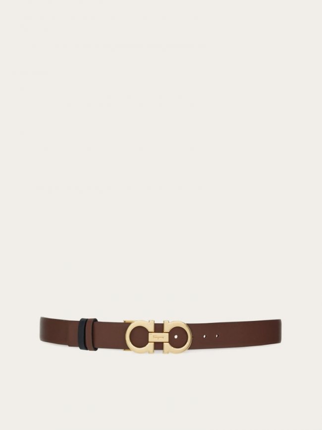 Ferragamo Women's Reversible And Adjustable Gancini Belt - Cocoa/Black | Quick Ship!