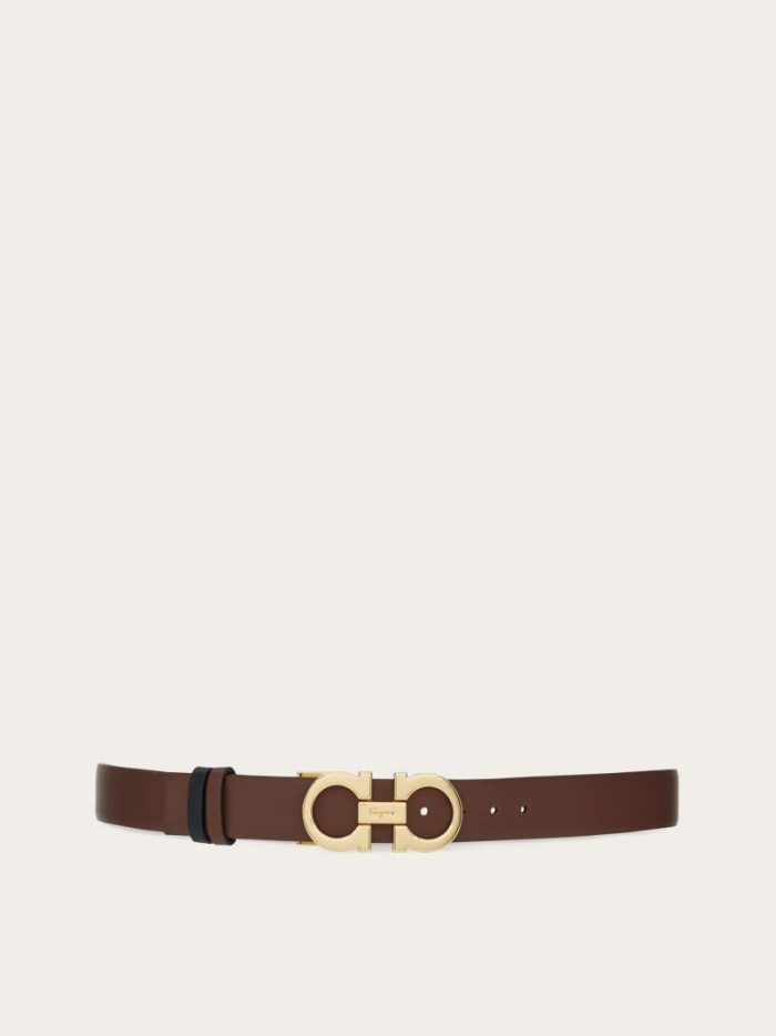 Ferragamo Women's Reversible And Adjustable Gancini Belt - Cocoa/Black | Quick Ship!