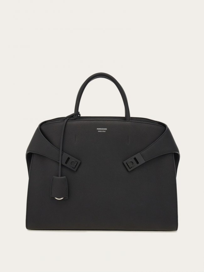 Ferragamo Men's Hug Briefcase - Black | Quick Ship!