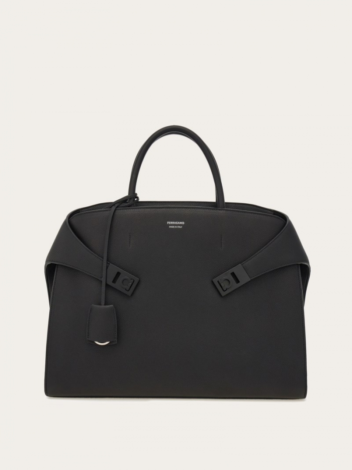 Ferragamo Men's Hug Briefcase - Black | Quick Ship!
