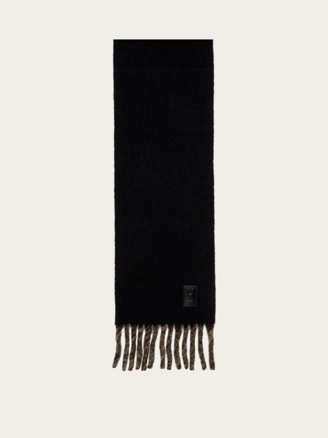 Ferragamo Women's Double Scarf With Fringing - Black/Camel | Quick Ship!