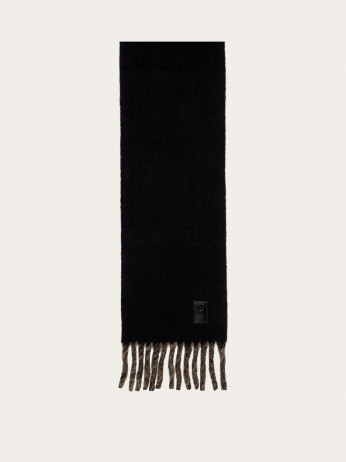 Ferragamo Women's Double Scarf With Fringing - Black/Camel | Quick Ship!