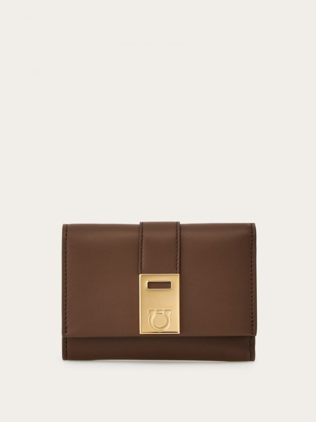 Ferragamo Women's Hug Two-Tone Compact Wallet - Clay/Lapis Lazuli | Quick Ship!