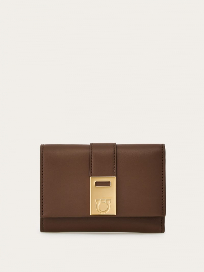 Ferragamo Women's Hug Two-Tone Compact Wallet - Clay/Lapis Lazuli | Quick Ship!