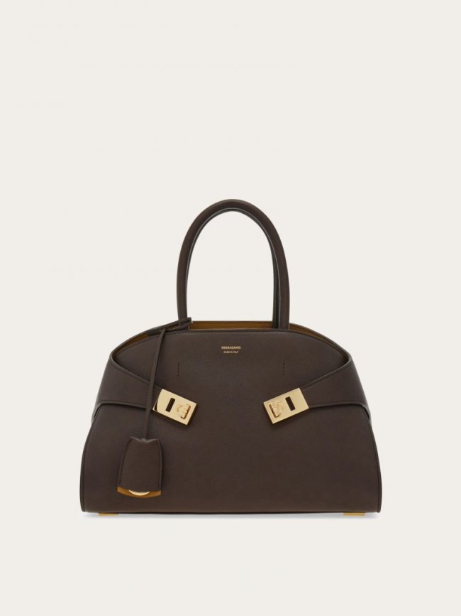 Ferragamo Women's Hug Bicolor Handbag - Testa Di Moro/Burnt Ocher | Quick Ship!