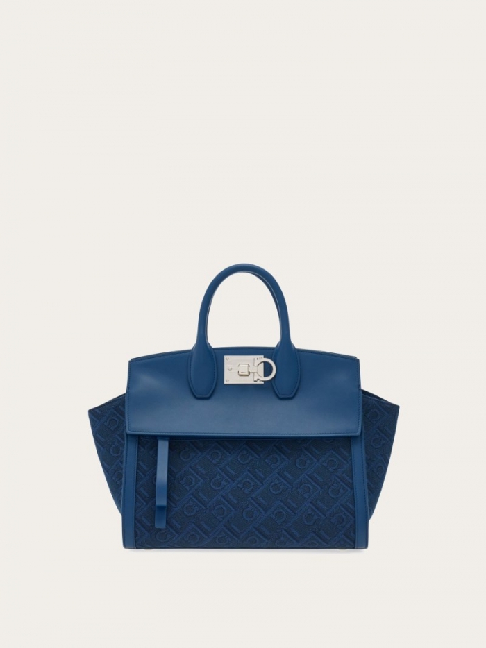 Ferragamo Women's Monogram Studio Soft Bag - Teal Blue | Quick Ship!