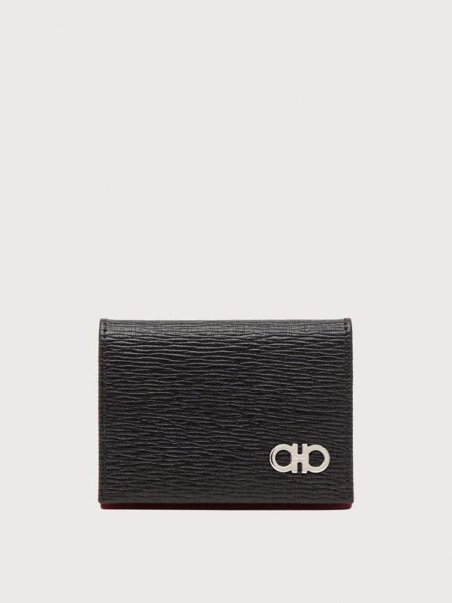 Ferragamo Men's Gancini Credit Card Holder - Black | Quick Ship!