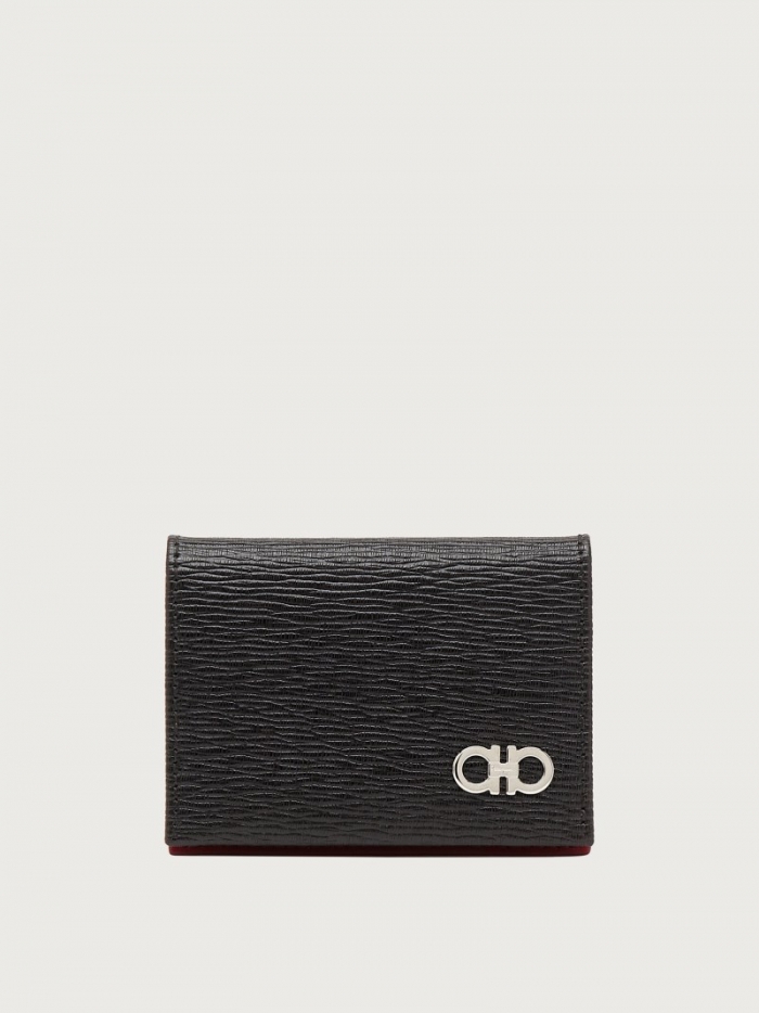 Ferragamo Men's Gancini Credit Card Holder - Black | Quick Ship!