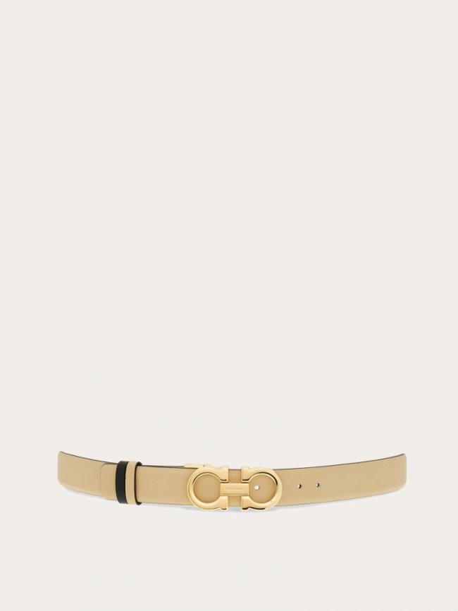 Ferragamo Women's Adjustable And Reversible Gancini Belt - Stone/Black | Quick Ship!