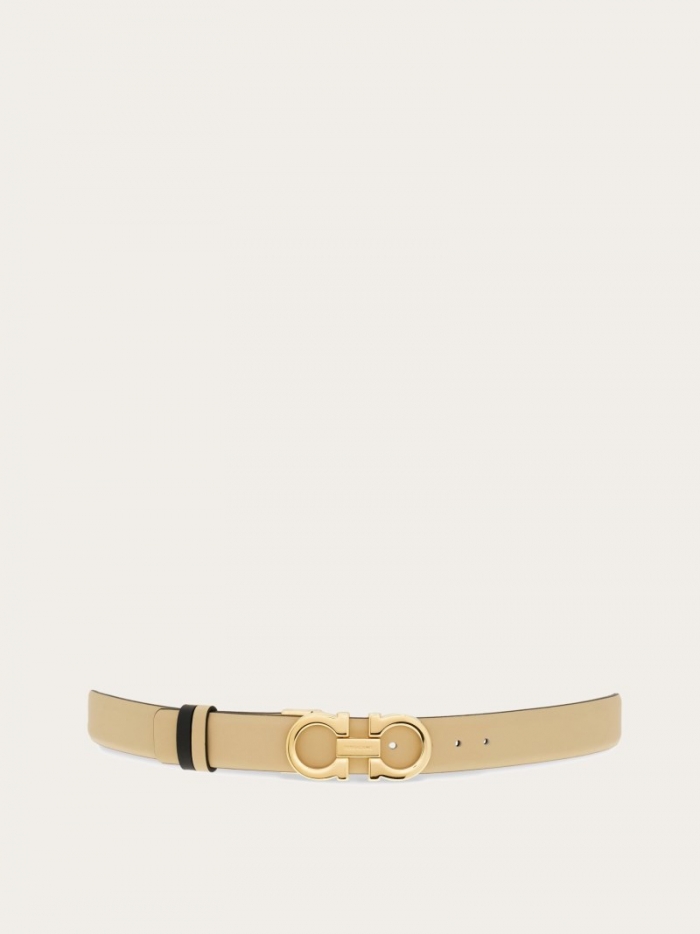 Ferragamo Women's Adjustable And Reversible Gancini Belt - Stone/Black | Quick Ship!