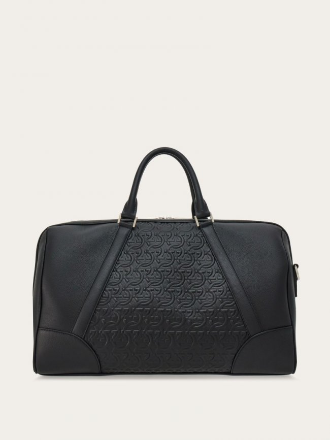 Ferragamo Men's Embossed Gancini Duffel Bag - Black | Quick Ship!