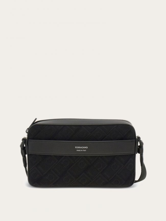 Ferragamo Men's Monogram Crossbody Bag - Black | Quick Ship!
