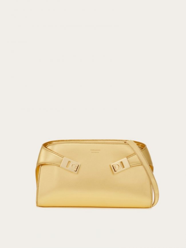 Ferragamo Women's Metallic Hug Mini Crossbody Bag - Gold | Quick Ship!