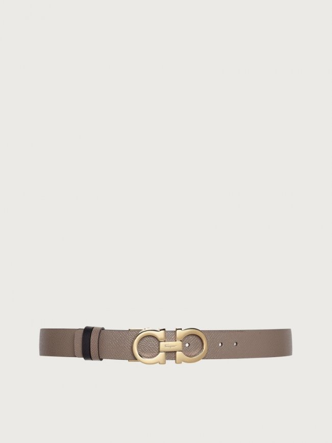 Ferragamo Women's Reversible And Adjustable Gancini Belt - Caraway Seed/Black | Quick Ship!