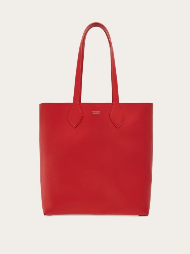 Ferragamo Men's Reversible Tote - Flame Red/Black | Quick Ship!