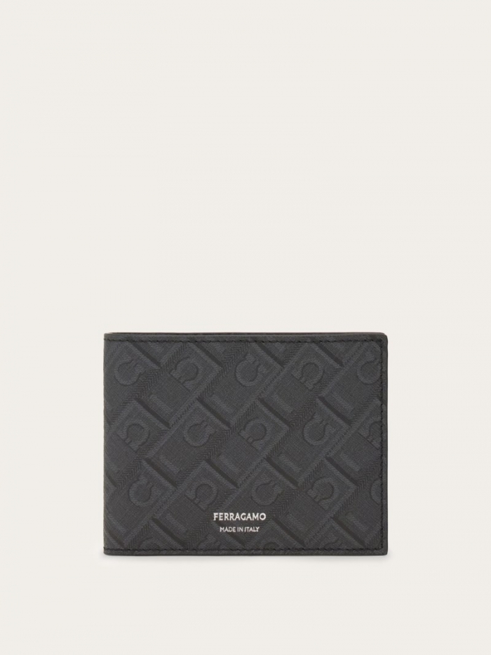 Ferragamo Men's Monogram Wallet - Black/Grey | Quick Ship!