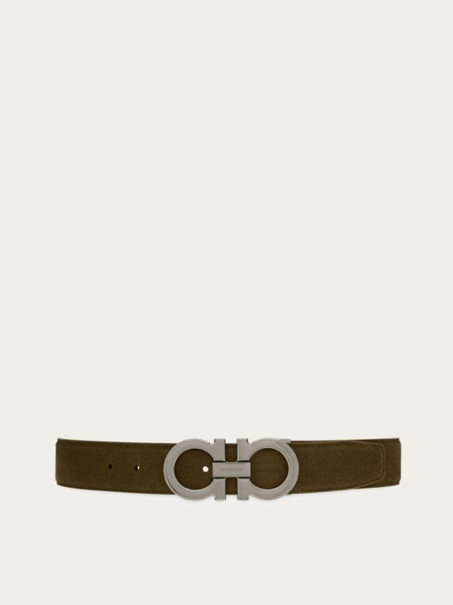Ferragamo Men's Adjustable Gancini Belt - Olive Green | Quick Ship!