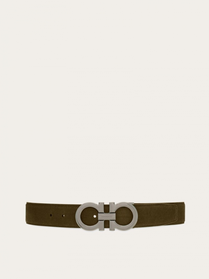 Ferragamo Men's Adjustable Gancini Belt - Olive Green | Quick Ship!