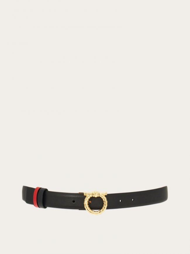 Ferragamo Women's Adjustable And Reversible Gancini Belt - Black/Flame Red | Quick Ship!