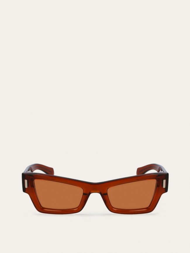 Ferragamo Women's Sunglasses - Transparent Brown/Light Brown | Quick Ship!