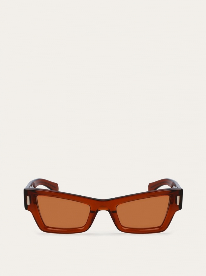Ferragamo Women's Sunglasses - Transparent Brown/Light Brown | Quick Ship!