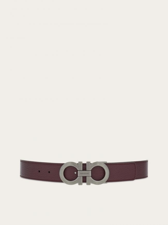 Ferragamo Men's Reversible And Adjustable Gancini Belt - Dark Barolo/Black | Quick Ship!