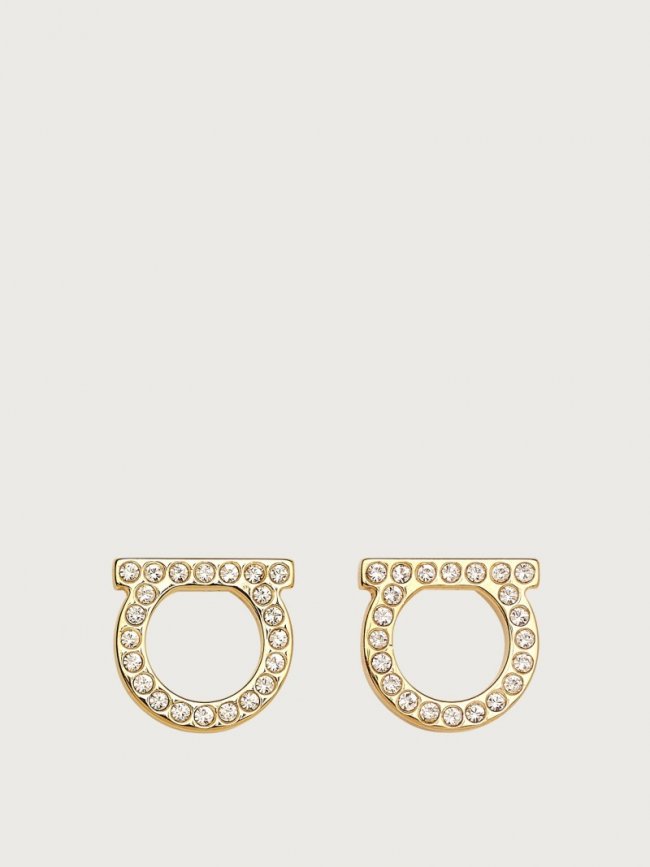 Ferragamo Women's Gancini Crystals Earrings - Gold (L) | Quick Ship!