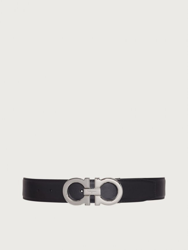 Ferragamo Men's Reversible And Adjustable Gancini Belt - Black | Quick Ship!