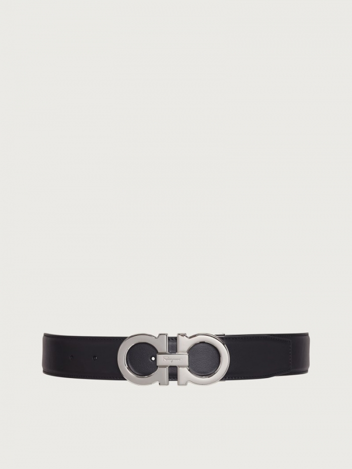 Ferragamo Men's Reversible And Adjustable Gancini Belt - Black | Quick Ship!