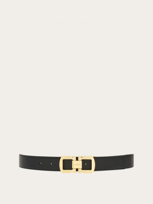 Ferragamo Men's Reversible And Adjustable Belt - Black/Midnight Blue | Quick Ship!