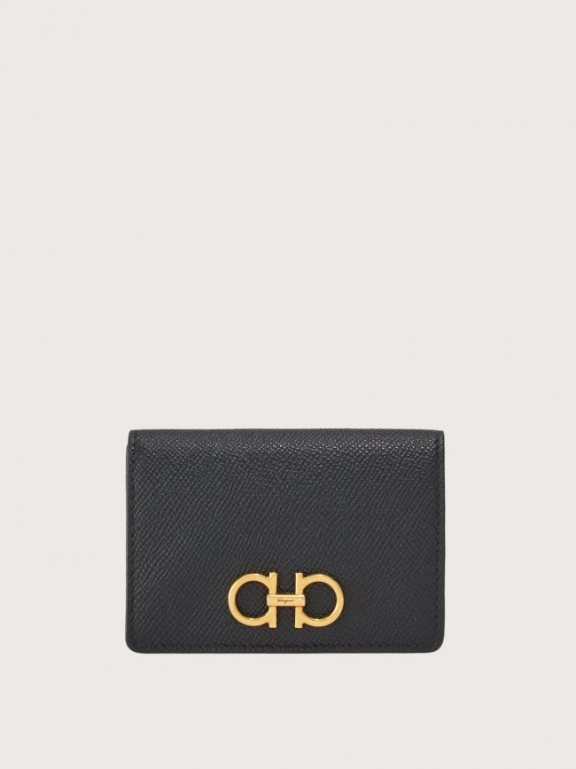 Ferragamo Women's Gancini Credit Card Holder - Black | Quick Ship!