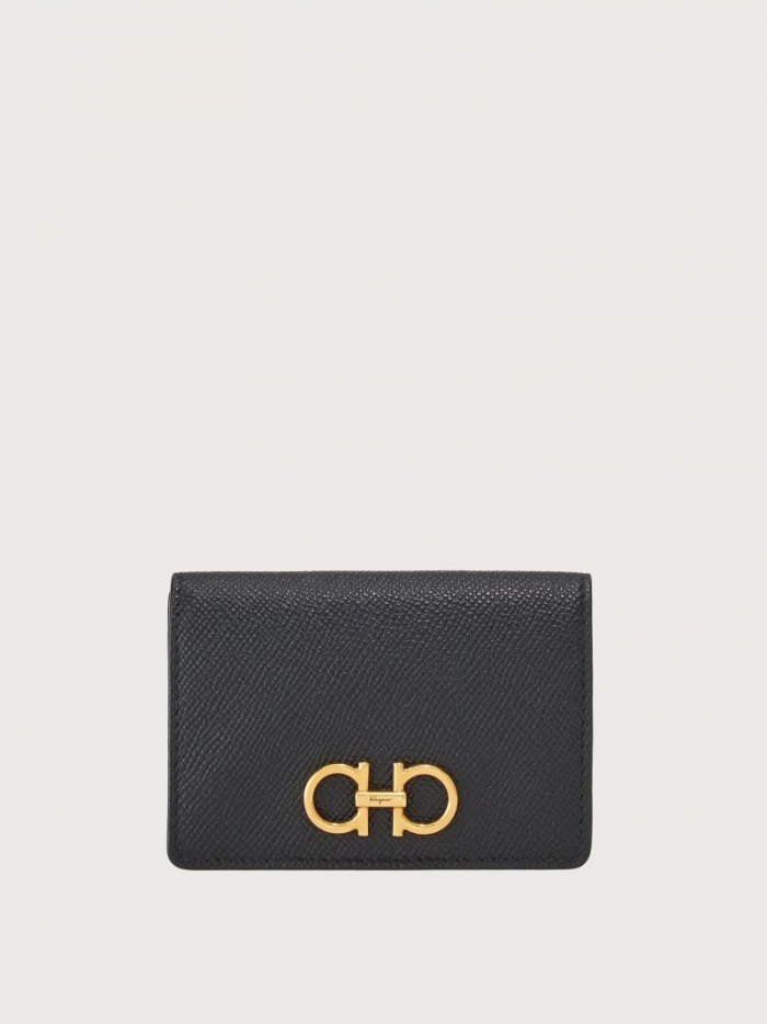 Ferragamo Women's Gancini Credit Card Holder - Black | Quick Ship!