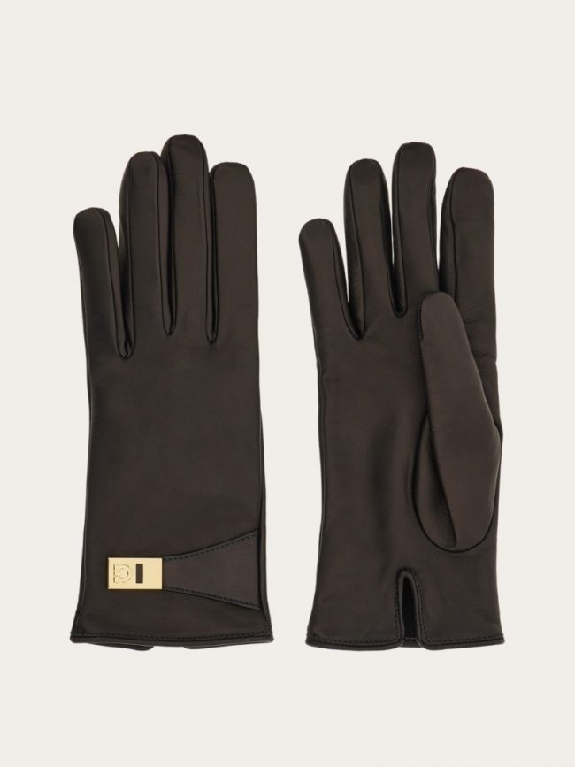 Ferragamo Women's Gloves With Buckle - Black | Quick Ship!