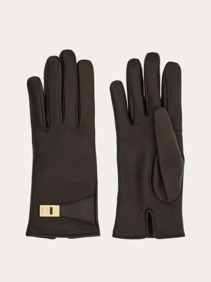 Ferragamo Women's Gloves With Buckle - Black | Quick Ship!