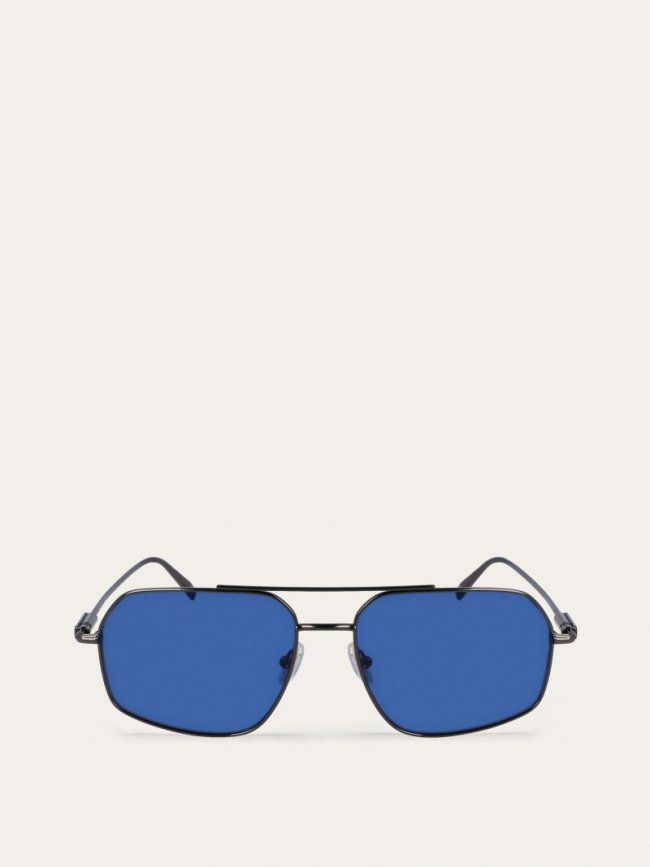 Ferragamo Men's Sunglasses - Dark Gun/Blue | Quick Ship!