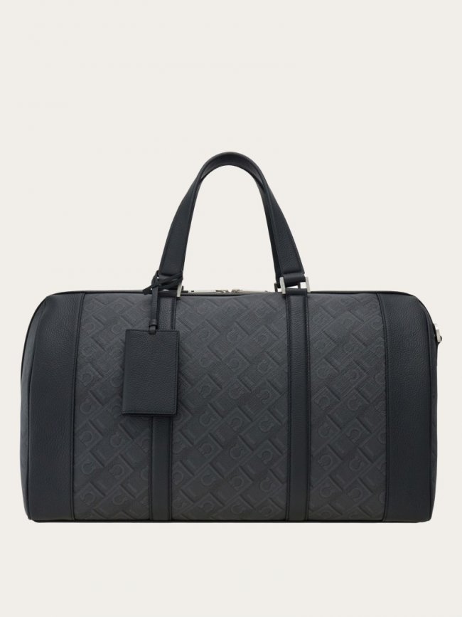 Ferragamo Men's Monogram Duffle Bag - Black/Grey | Quick Ship!