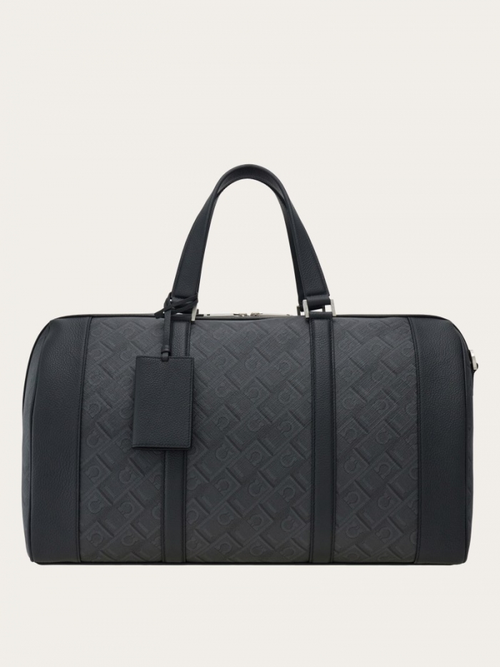 Ferragamo Men's Monogram Duffle Bag - Black/Grey | Quick Ship!