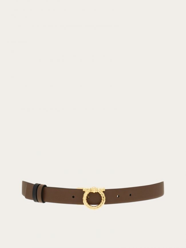 Ferragamo Women's Adjustable And Reversible Gancini Belt - Clay/Black | Quick Ship!