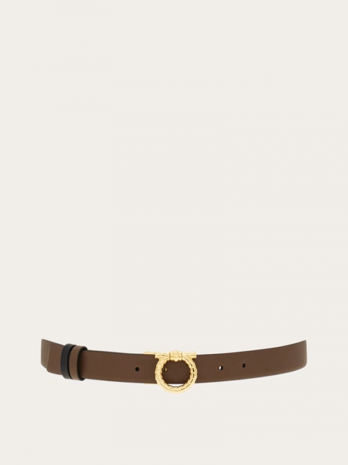 Ferragamo Women's Adjustable And Reversible Gancini Belt - Clay/Black | Quick Ship!
