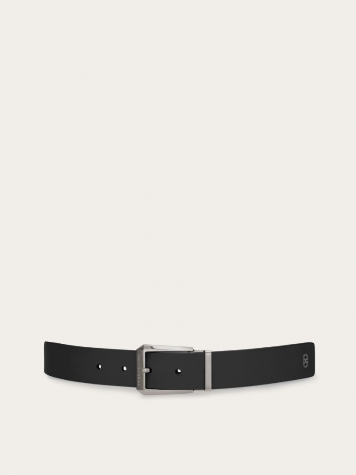 Ferragamo Men's Reversible And Adjustable Belt - Midnight Blue/Black | Quick Ship!