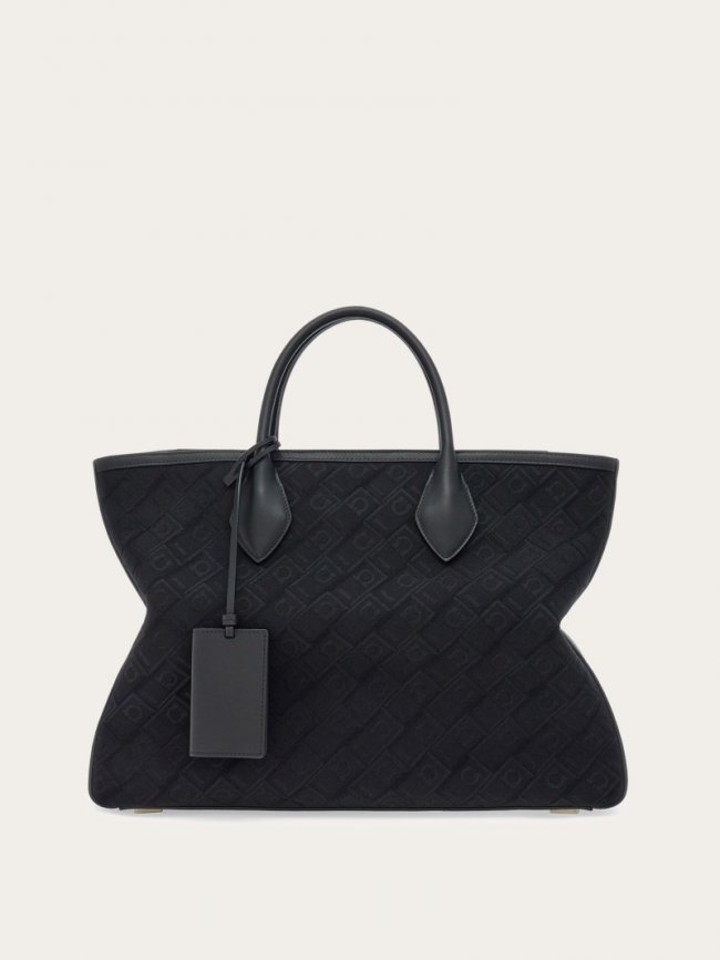 Ferragamo Women's Jacquard Tote Bag - Black | Quick Ship!