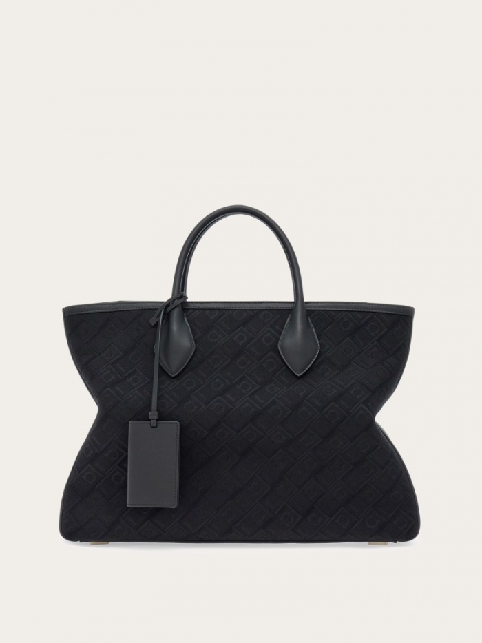 Ferragamo Women's Jacquard Tote Bag - Black | Quick Ship!