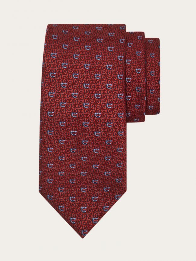 Ferragamo Men's Gancini Jacquard Tie - Bordeaux | Quick Ship!