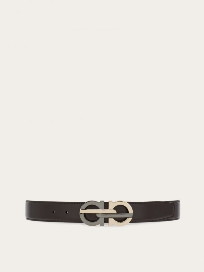 Ferragamo Men's Reversible And Adjustable Gancini Belt - Testa Di Moro/Black | Quick Ship!
